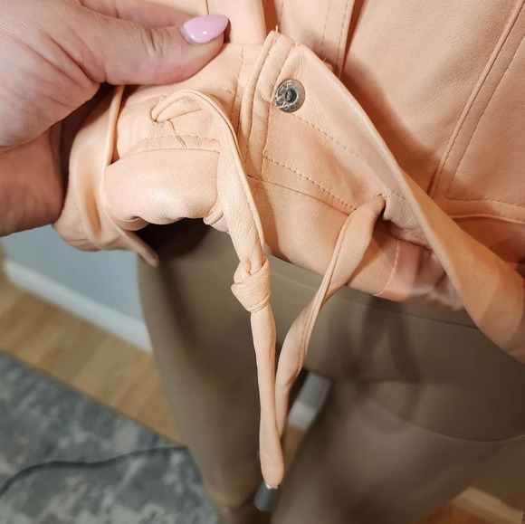 NWT 7 For All Mankind Vegan Leather Peach Jacket women's size large - Picture 12 of 17